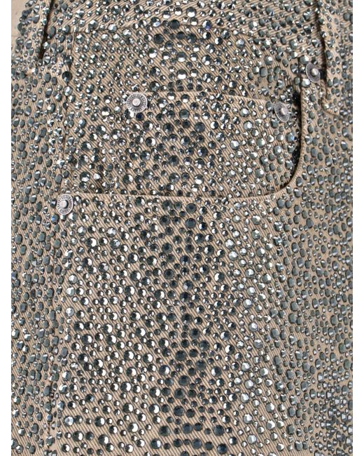 Golden Goose Deluxe Brand Gray Straight-Leg Jeans With Rhinestones