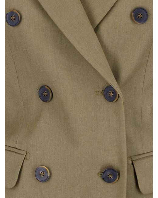 Max Mara Green Double-Breasted Virgin Wool Blazer