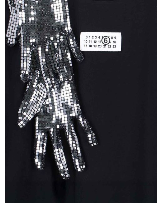 MM6 by Maison Margiela Black Gloves Crewneck T-Shirt
