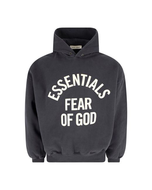 Fear Of God Gray Charcoal Arched Logo Cotton Hooded Sweatshirt for men