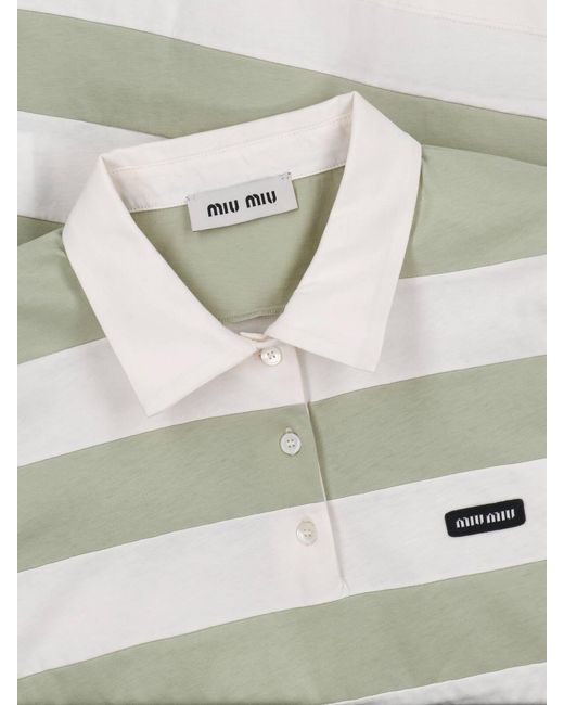 Miu Miu White Striped Polo