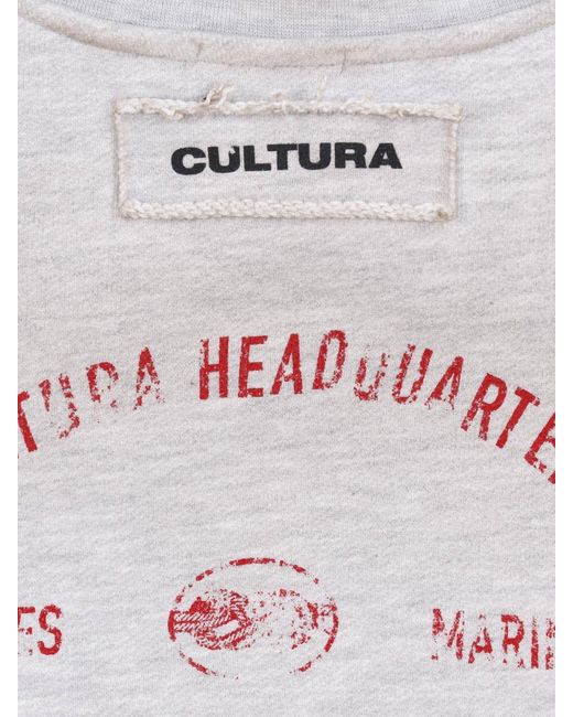 Cultura White Printed Cotton Sweatshirt for men