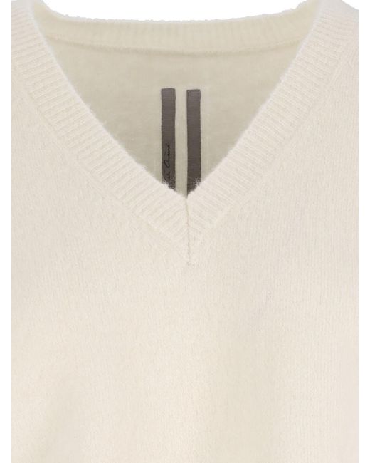 Rick Owens White Alpaca Wool Sweater
