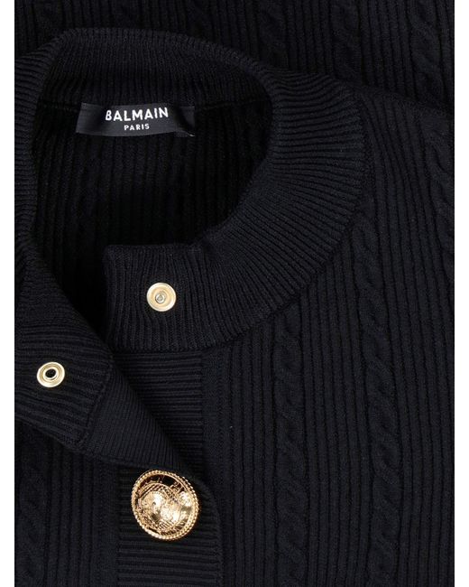Cardigan In Maglia di Balmain in Blue