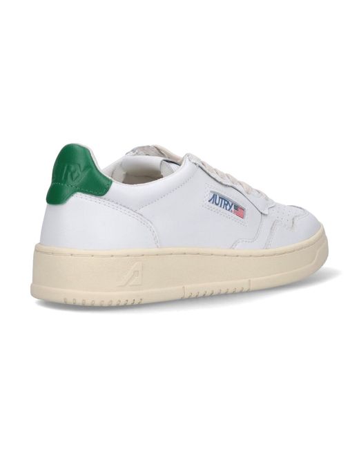 Autry White Medalist Leather Low-Top Sneakers for men