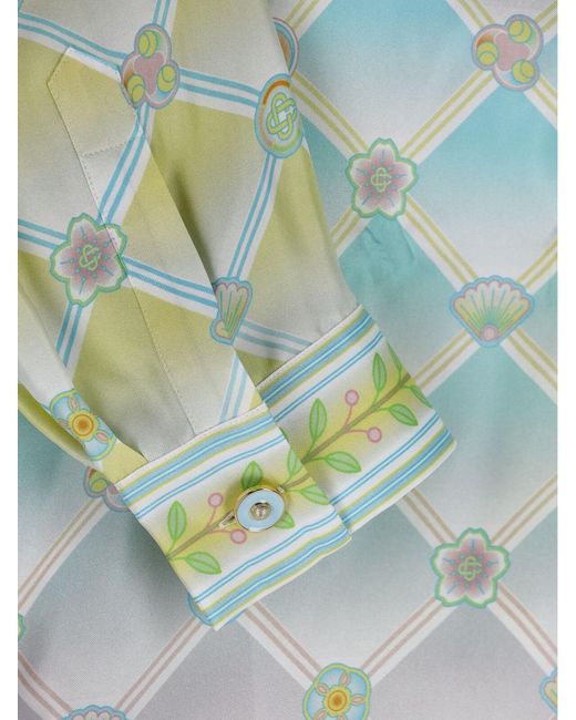 Casablanca Green Multicolour Pattern Casual Shirt With Classic Collar for men