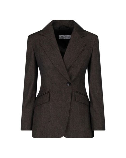 Max Mara Black Single-Breasted Virgin Wool Blazer