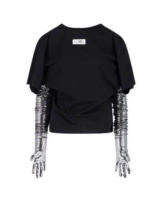 MM6 by Maison Margiela Black Gloves Crewneck T-Shirt