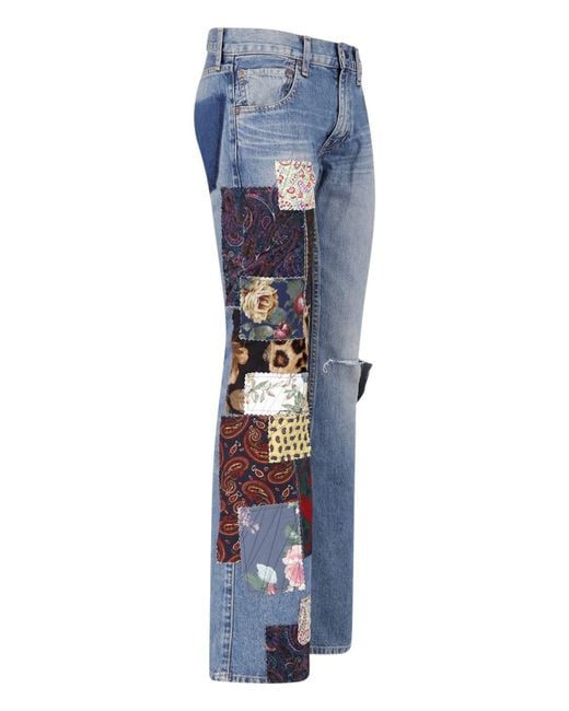 Junya Watanabe Blue Patchwork Flare Jeans