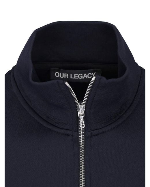 Our Legacy Blue Zip-Through Cotton-Blend Sweatshirt for men