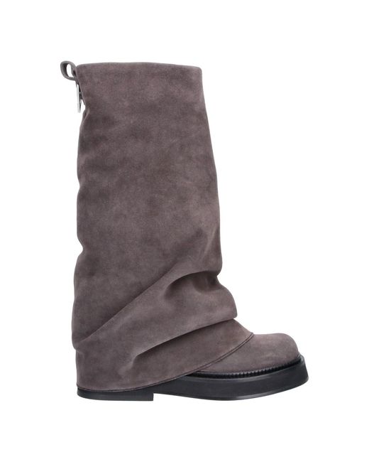 The Attico Brown Sleek Zip-Front Chelsea Boots For