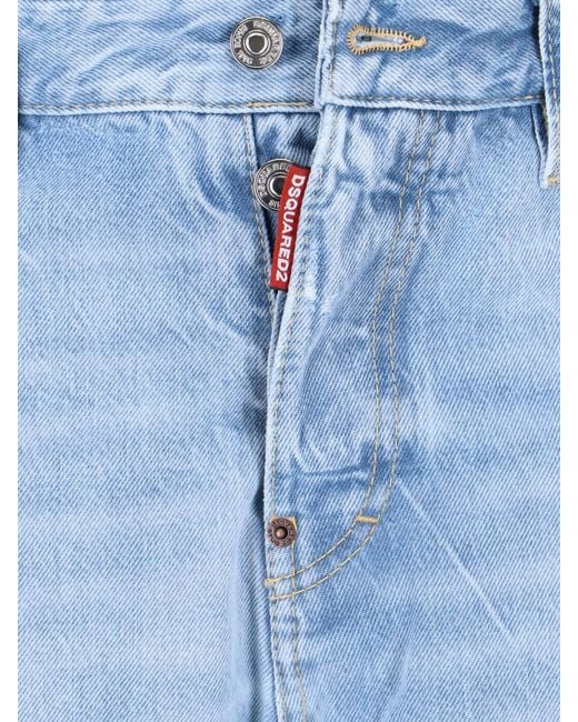DSquared² Blue Light Straight-Cut Denim Logo Jeans for men