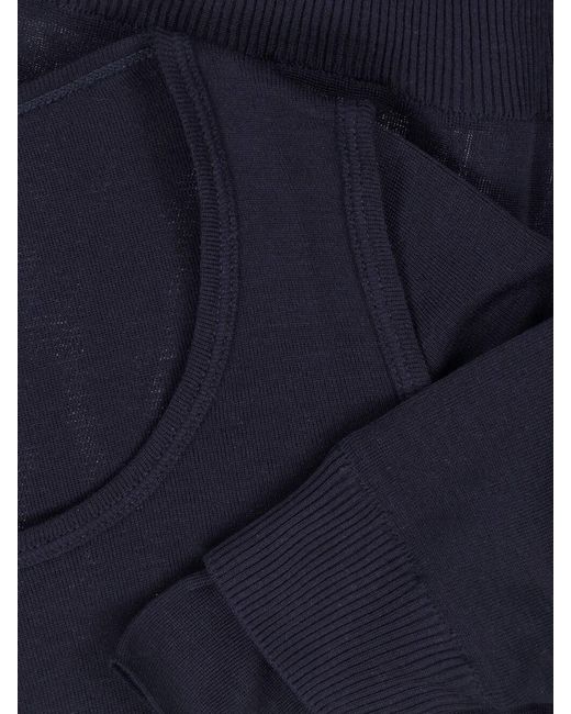 Lemaire Blue Viscose Silk Three-Quarter Sleeve T-Shirt