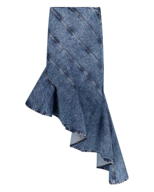Gonna Midi A Spirale In Denim di Alaïa in Blue