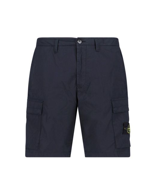 Stone Island Blue Cargo Shorts for men