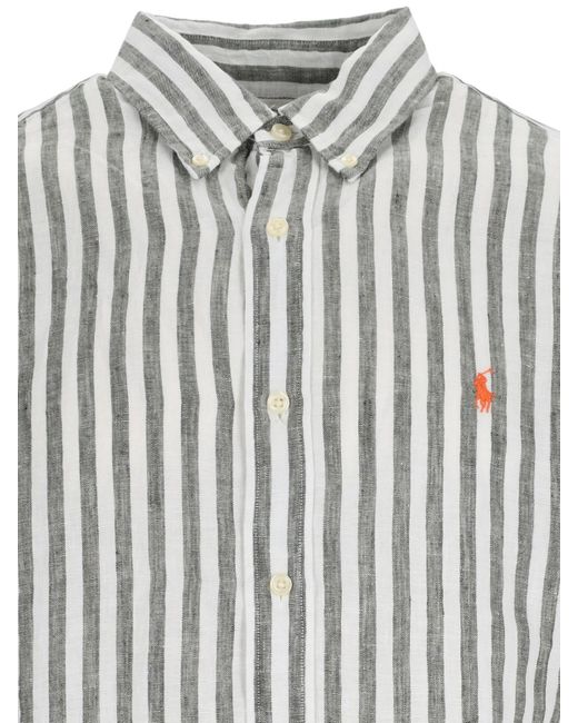 Polo Ralph Lauren White Linen Shirt With Striped Pattern for men