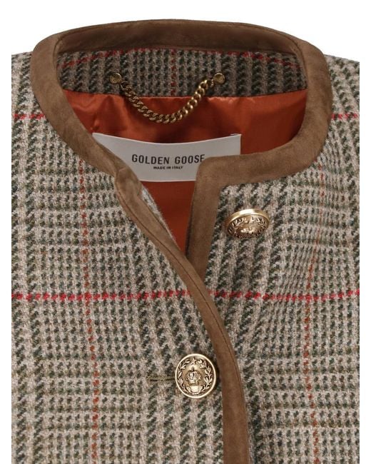 Golden Goose Deluxe Brand Green Virgin Wool Jacket With Goat Leather Insert