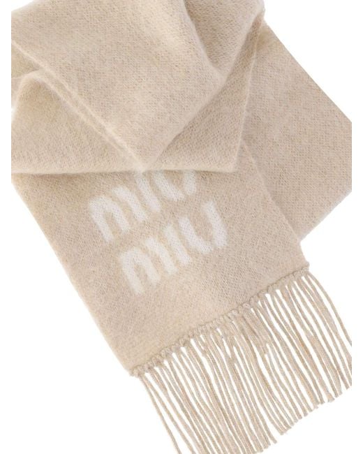 Sciarpa Logo di Miu Miu in White