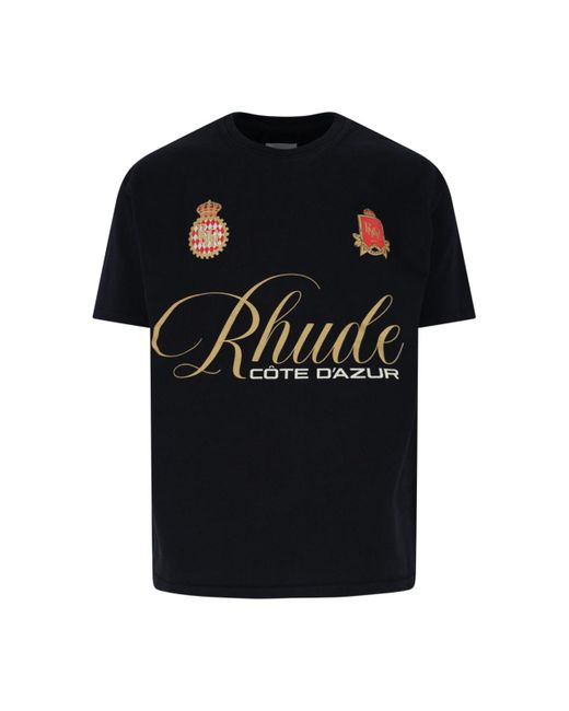 Rhude Cote D Azur Crest T-Shirt in Black for Men | Lyst
