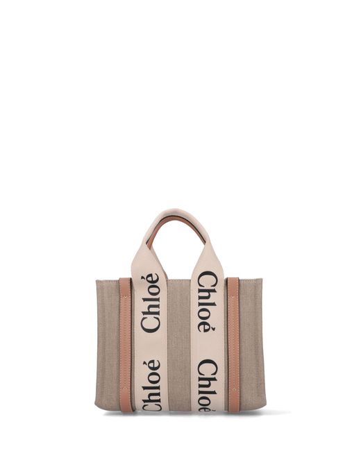 Chloé 'woody' Small Tote Bag in Natural | Lyst