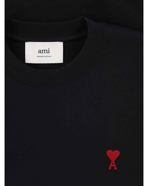 AMI Black Ami T-Shirts And Polos Organic Cotton for men