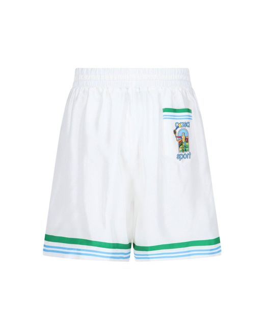 Casablancabrand White 'le Jen Coloré' Silk Shorts for men