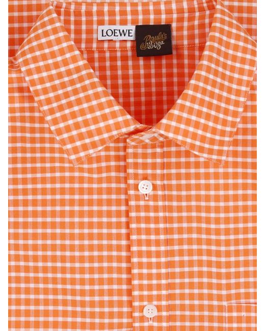 Loewe Orange Checked Cotton Shirt for men