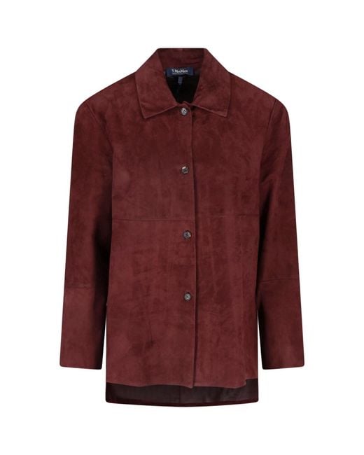 Max Mara Red Suede Shirt Jacket