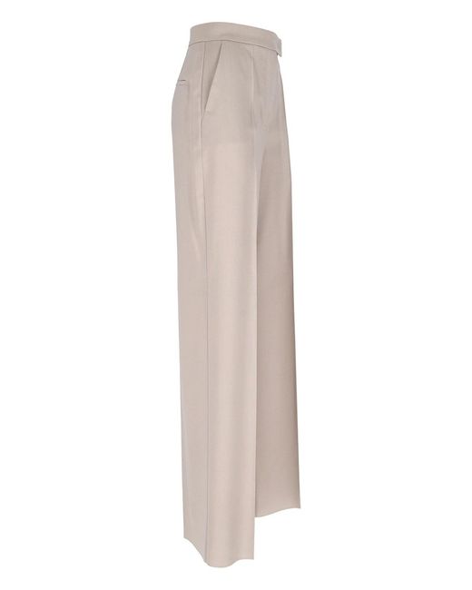 Max Mara White Tailored Wool Blend Pants