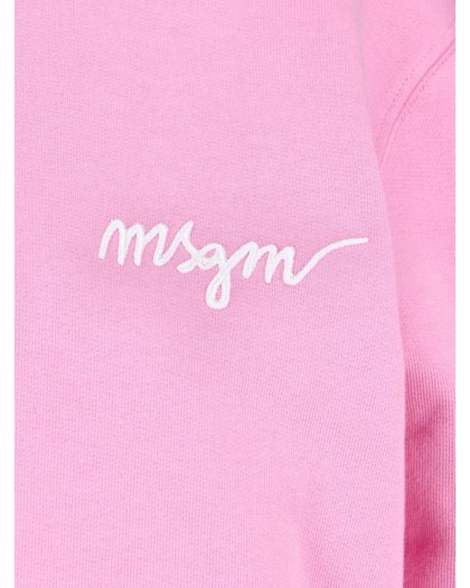 MSGM Pink Logo Crewneck Sweatshirt