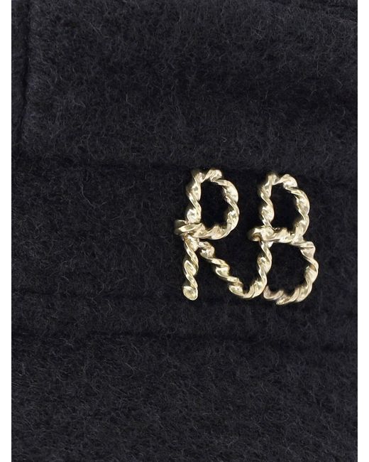 Ruslan Baginskiy Black Wool-Blend Newsboy Cap