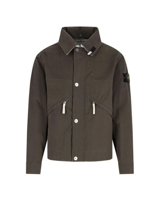 Giacca In Tela Resinata di Stone Island in Gray da Uomo