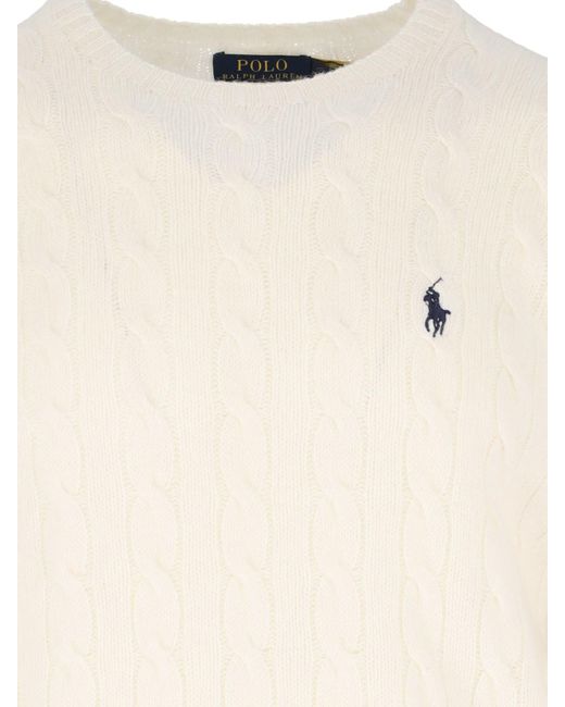 Maglione A Trecce Logo di Polo Ralph Lauren in White da Uomo