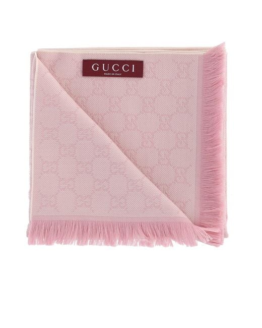 Gucci Pink 'Gg' Wool Scarf