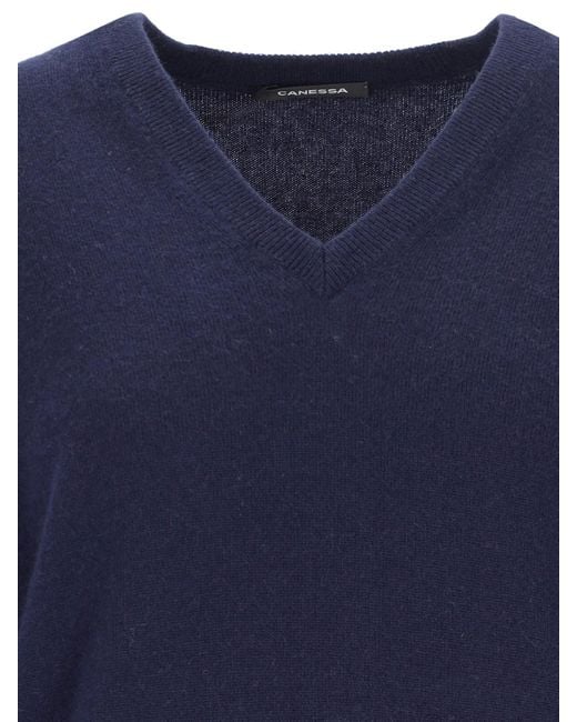 Canessa Blue V-Neck Sweater