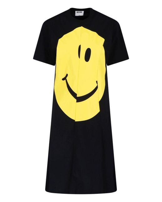 Moschino Black A-Line Smiley Graphic Mini Dress