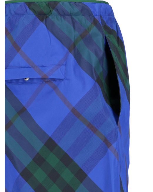 Pantaloncini Costume Check di Burberry in Blue da Uomo