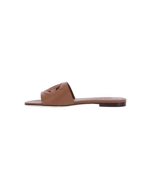 Dolce & Gabbana White Leather Sandals "Dg"