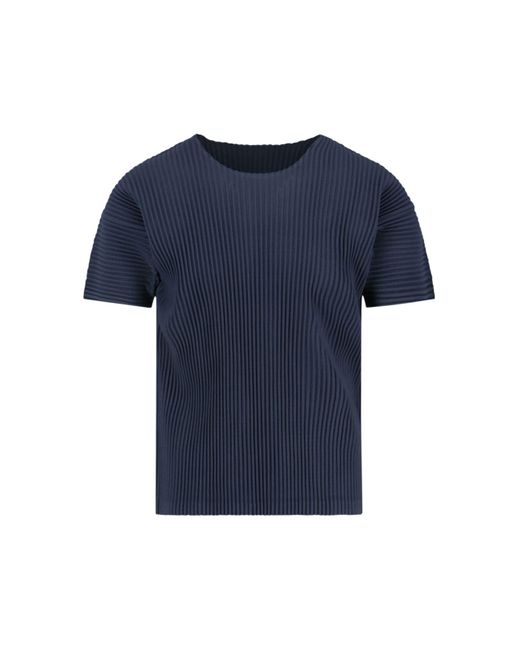 HOMME PLISSÉ Blue Pleated T-shirt for men