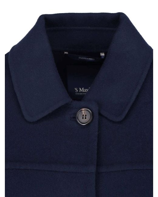Max Mara Blue Short Virgin Wool Coat