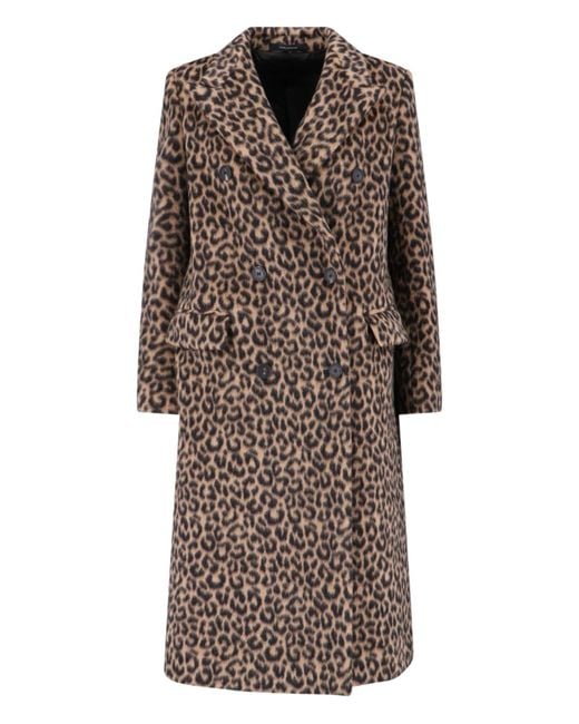 Tagliatore Brown Jole Coat Midi Double-Breasted