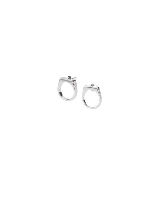 MM6 by Maison Margiela White 'Numeric' Earrings