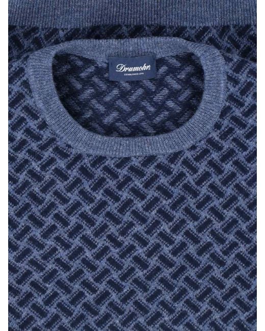 Drumohr Blue Cashmere Sweater for men