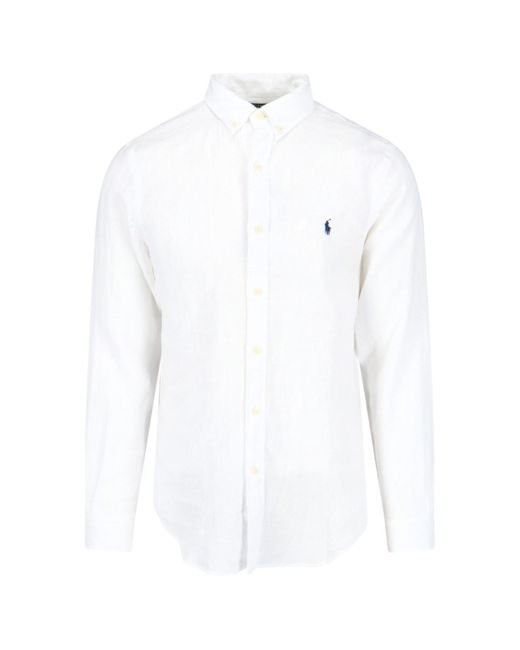Camicia Ricamo Logo di Polo Ralph Lauren in White da Uomo