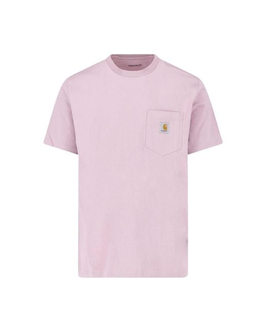 Carhartt Pink T-Shirt "Pocket" for men