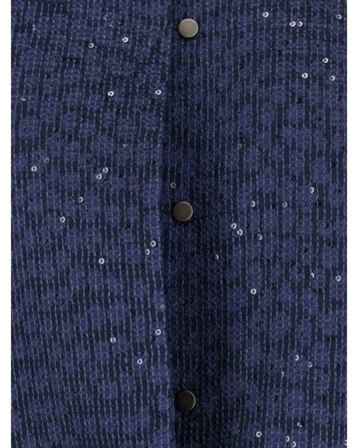 Giorgio Armani Blue Single-Breasted Sequin Mandarin Jacket