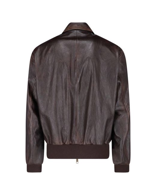 Prada Brown Nappa Leather Bomber Jacket for men
