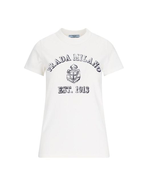 Prada White 100% Cotton T-Shirt