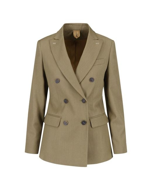 Max Mara Green Double-Breasted Virgin Wool Blazer
