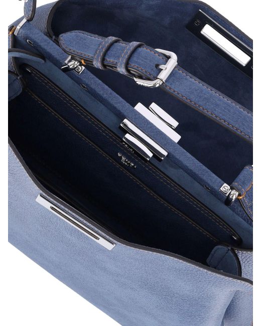 Fendi Blue Medium Shoulder Bag "Peekaboo"